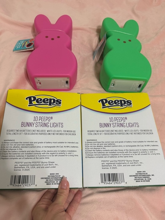 NWT PEEPS Easter Decor Bundle Bunny String Lights LED Candle Pink Spring Basket - Picture 6 of 10